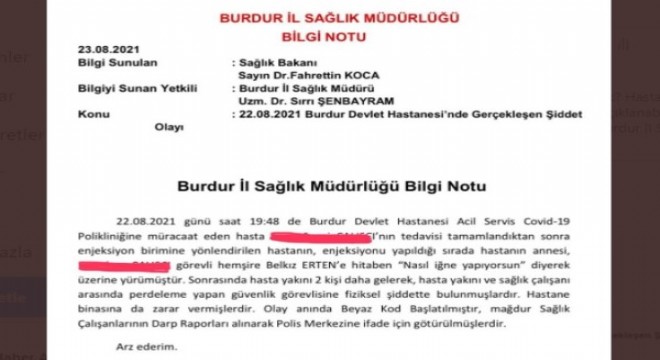 Burdur'da sağlık çalışanına saldırı