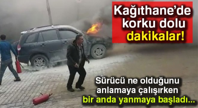 Seyir halindeki cip alev alev yandı